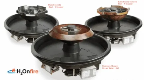 Image showing the three different fire and water bowls available in the H20Fire Bowl Range