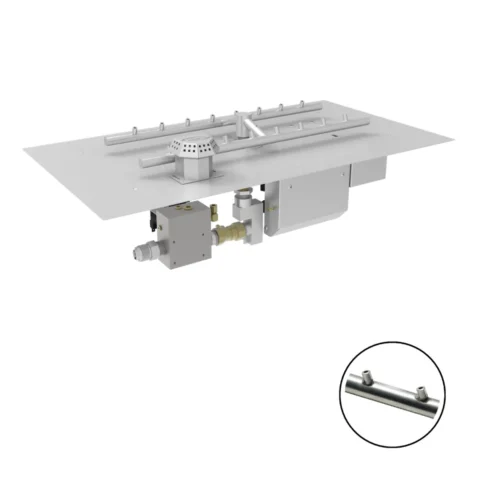 HPC Rectangular Flat Fire Pit Insert with Torpedo H-burner and electronic ignition