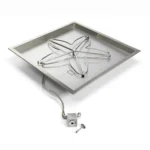 HPC Square Drop In Match Lit Fire Pit Kit with manual key valve and flex line