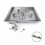 HPC Square Drop In Fire Pit Kit with Match Lit Torpedo Penta Burner