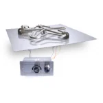 HPC Square Flat Fire Pit Kit with Flame Sensing Spark Ignition