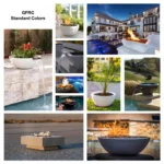 A selection of Glass Fiber Reinforced Concrete Fire Pits, Fire Bowls, Water Bowls and Planters