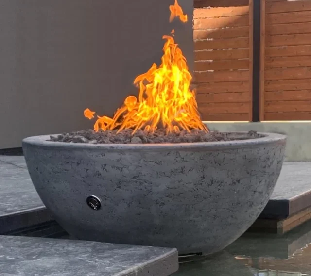 Sedona GFRC Fire Bowl on a patio