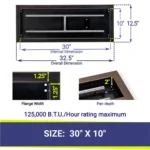 30" Rectangular Oil Rubbed Bronze Drop-In Fire Pit Pan with H-Burner