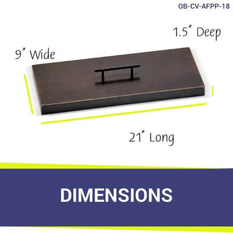 21" x 9" Rectangular Oil Rubbed Bronze Drop-In Fire Pit Pan Lid for the 18" x 6" Drop In Pan