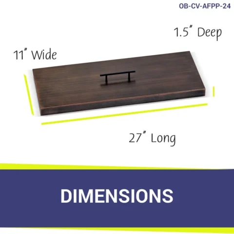 27" x 11" Rectangular Oil Rubbed Bronze Drop-In Fire Pit Pan Lid for the 24" x 8" Drop In Pan