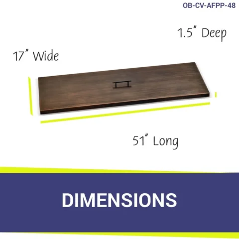 51" x 17" Rectangular Oil Rubbed Bronze Drop-In Fire Pit Pan Lid for the 48" x 14" Drop In Pan