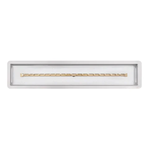 Rectangular Drop In Fire Pit Pan with Brass Linear Bullet Burner - viewed from above