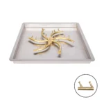 Square Drop In Fire Pit Pan with Brass Triple S Bullet Burner