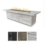 Laguna Wood Grain GFRC Fire Table in Ivory with color swatch below