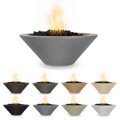 Cazo Fire Bowls GFRC Concrete showing the 9 standard Colors
