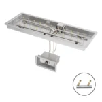 Match Lit Flame Sensing Rectangular Drop In Fire Pit Kit with H Bullet Burner