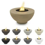 38 Inch Sienna Fire Pit Wide Ledge GFRC Concrete Bowl showing nine standard colors