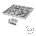 Match Lit Flame Sensing Square Drop In Fire Pit Kit with Bullet Burner