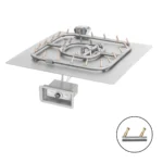 Match Lit Flame Sensing Square Flat Fire Pit Kit with Bullet Burner
