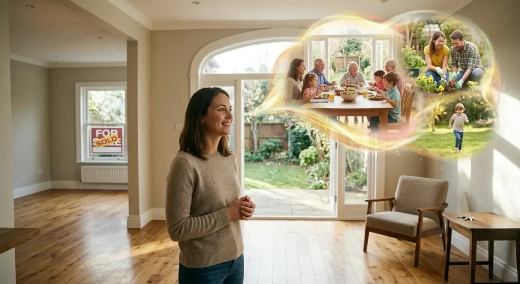 A house viewer mentally seeing their life in the property