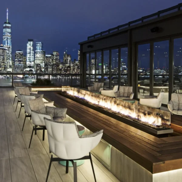 The Outdoor Plus custom linear style burner - Rooftop at Exchange Place