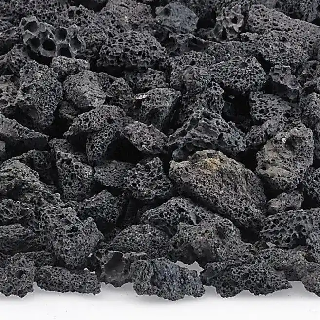 Black volcanic lava rock for fire pits