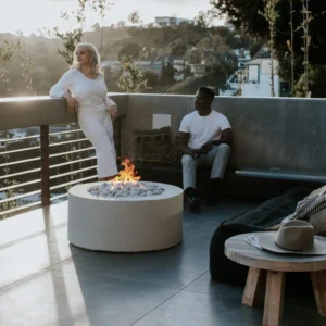 lightweight concrete belmont fire in a social setting at sunset
