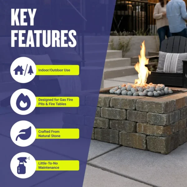 White Element Stones for Fire Pits | Natural Speckled Fire Pit Stones - Image 2