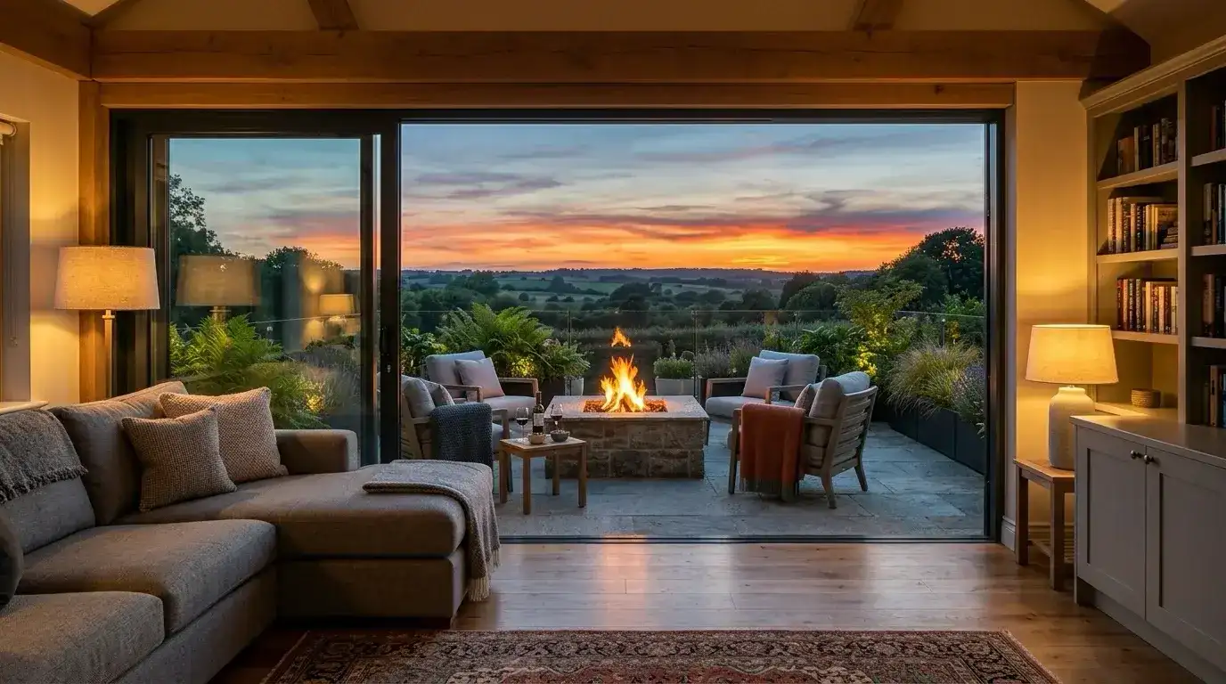 gas-fire-table-suburban-garden-dusk
