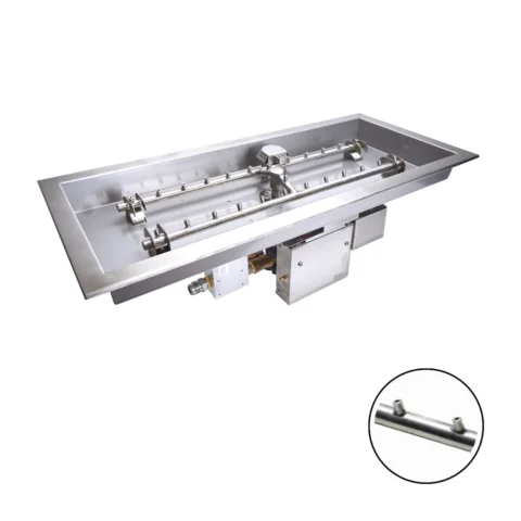 HPC rectangle fire pit insert, Torpedo H-burner version, with electronic ignition