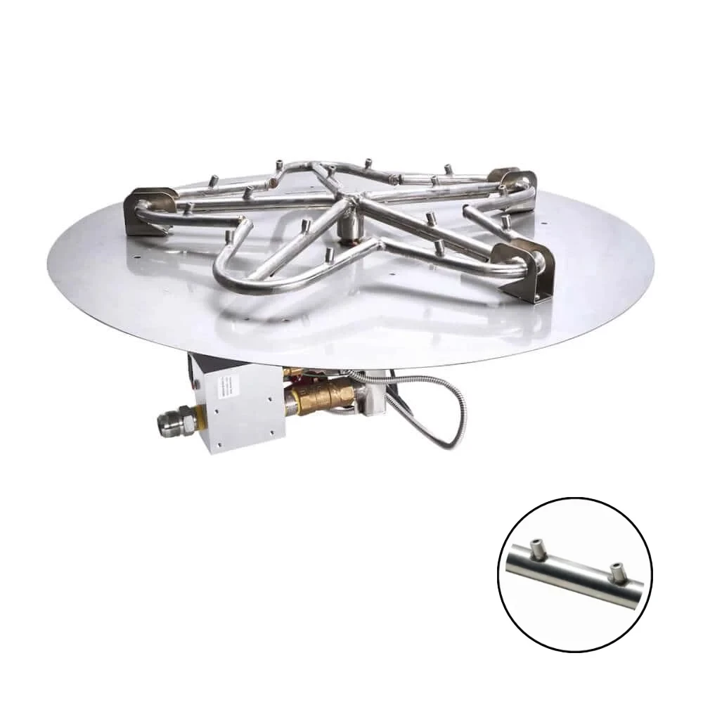 HPC round flat fire pit insert, Torpedo version, with electronic ignition