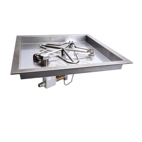 HPC square drop-in fire pit insert, Penta version, with electronic ignition