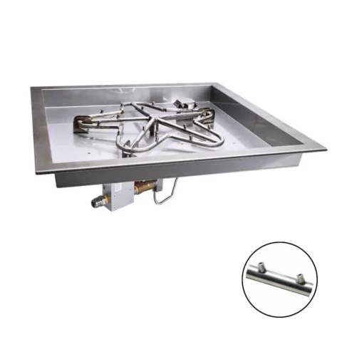 HPC square drop-in fire pit insert, Torpedo version, with electronic ignition