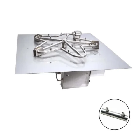 HPC square flat fire pit insert, Torpedo version, with electronic ignition
