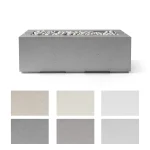 HPC Lightweight Concrete Fire Avera Fire Pits 48 Inches Long with ivory beachstone fire media available in the six colors as shown in the swatches below