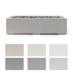 HPC Lightweight Concrete Fire Avera Fire Pits 60 Inches Long with ivory beachstone fire media available in the six colors as shown in the swatches below