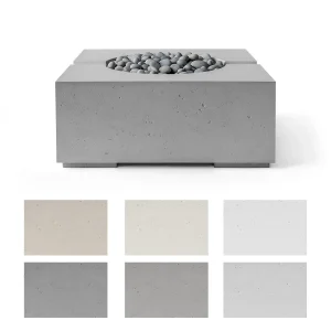 Bravo Fire Pit in Charcoal Light Weight Concrete with Slate Beachstone Fire Media