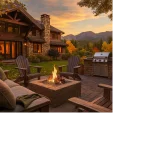 Country Oak Fire Pit Logs in Fire Pit Setting