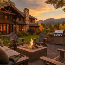 Country Oak Fire Pit Logs in Fire Pit Setting