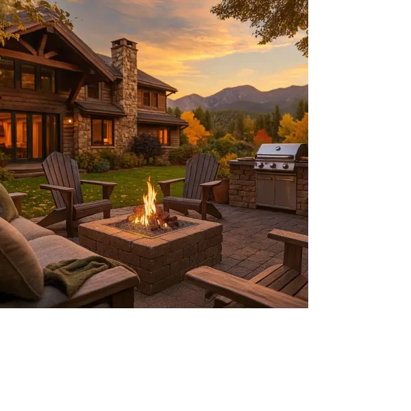 Country Oak Fire Pit Logs in Fire Pit Setting