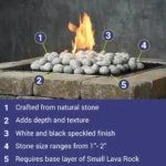 White Element Stones for Fire Pits | Natural Speckled Fire Pit Stones