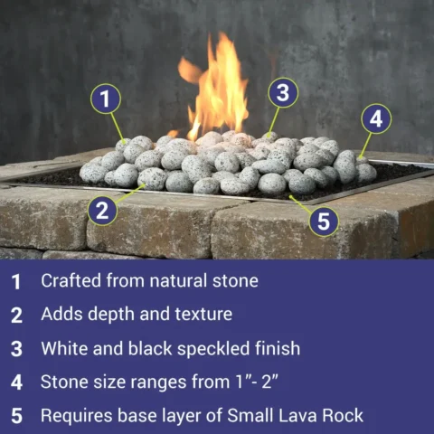 White Element Stones for Fire Pits | Natural Speckled Fire Pit Stones - Image 4