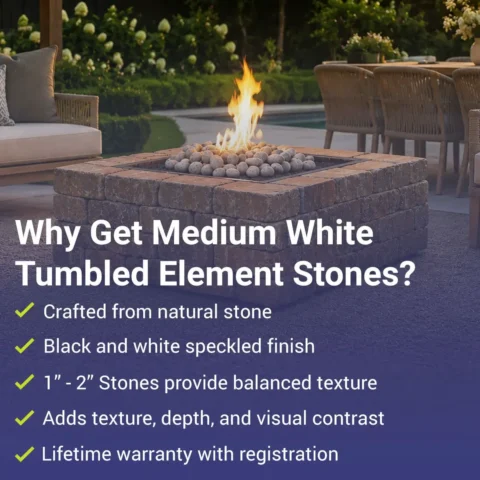 White Element Stones for Fire Pits | Natural Speckled Fire Pit Stones - Image 3