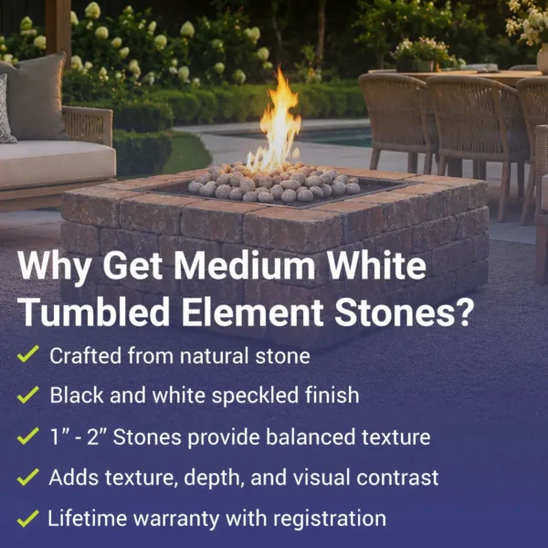 White Element Stones for Fire Pits | Natural Speckled Fire Pit Stones - Image 3