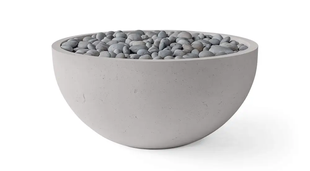 The Serenade Fire Pit with Sandstone Finish and Slate media